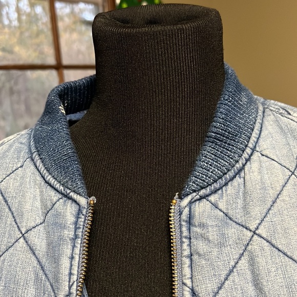 RELISTED Anthropology Cloth & Stone Bomber Jacket Quilted Chambray Braided - Picture 8 of 15